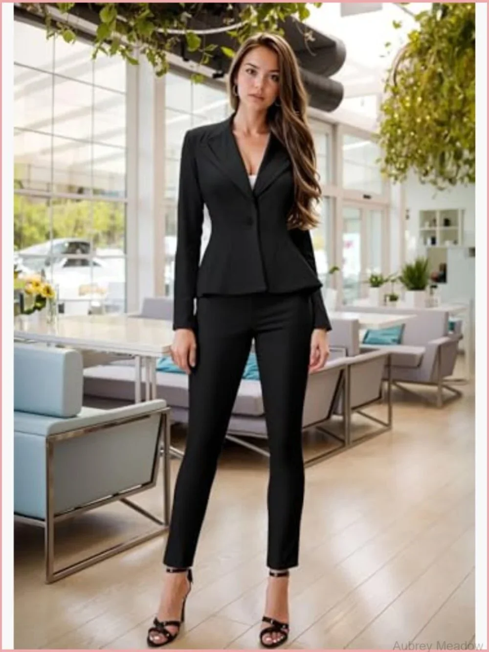 Women's Double Lapel Peplum Blazer Stretch Office Work